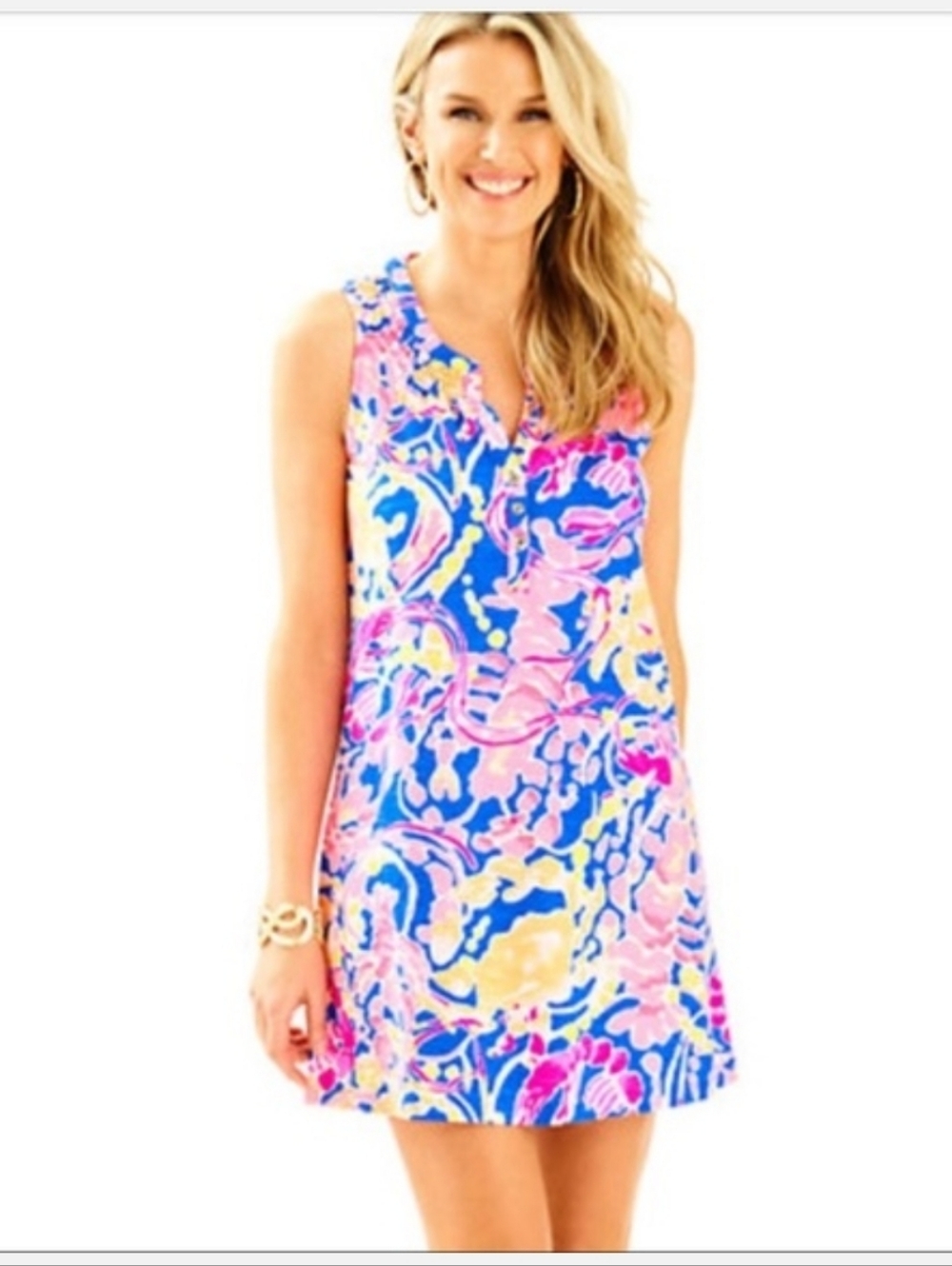 HTF Lilly Pulitzer Essie Dress Catch and Release Brilliant Blue Pink XS